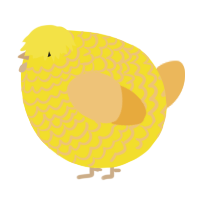 A yellow and honey chicken with a lace pattern