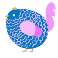 A sapphire and lavender chicken with a lace pattern