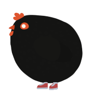A black chicken with a speckle pattern