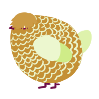 A gold and apple chicken with a lace pattern