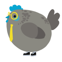 A ash and grey chicken with a neck-speckle pattern