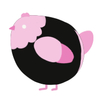 A black and pink chicken with a head pattern