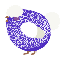 A indigo and white chicken with a double-lace pattern