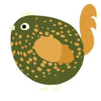 A olive and orange chicken with a speckle pattern