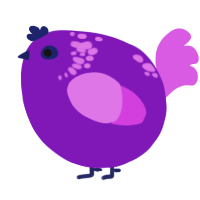 A violet and orchid chicken with a neck-speckle pattern