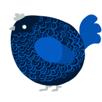 A tumblr and ultramarine chicken with a double-lace pattern