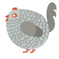 A silver and ash chicken with a lace pattern