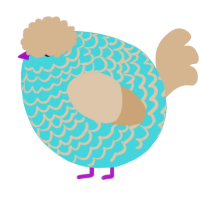 A aqua and beige chicken with a lace pattern
