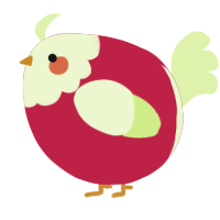 A crimson and apple chicken with a head pattern