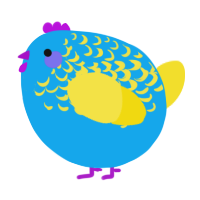 A sky and yellow chicken with a half-lace pattern