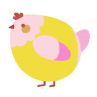 A yellow and lavender chicken with a head pattern