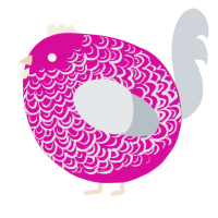 A fuchsia and mist chicken with a double-lace pattern