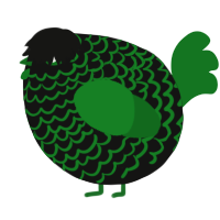 A black and leaf chicken with a lace pattern