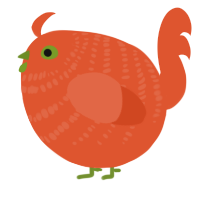 A vermilion chicken with a bar pattern
