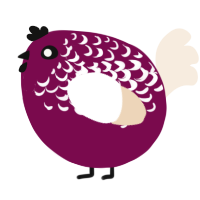 A wine and cream chicken with a half-lace pattern
