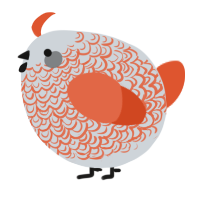 A mist and vermilion chicken with a double-lace pattern