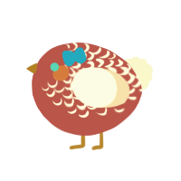 A red and cream chicken with a half-lace pattern