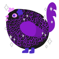 A sable and violet chicken with a double-lace pattern