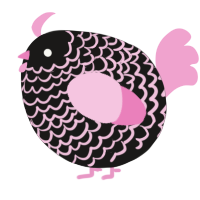 A sable and pink chicken with a lace pattern