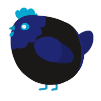 A sable and navy chicken with a head pattern