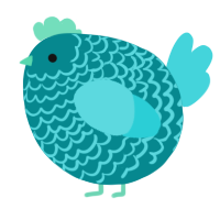A teal and aqua chicken with a lace pattern