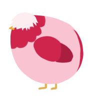 A rose and crimson chicken with a head pattern