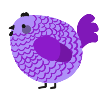 A lilac and violet chicken with a lace pattern