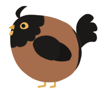 A brown and sable chicken with a head pattern
