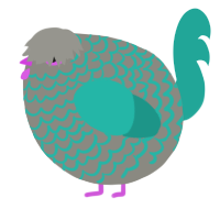 A ash and turquoise chicken with a lace pattern