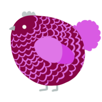 A maroon and orchid chicken with a lace pattern