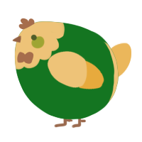 A leaf and honey chicken with a head pattern