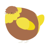 A brown and yellow chicken with a head pattern