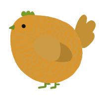 A orange and gold chicken with a lace pattern