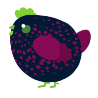 A tumblr and wine chicken with a speckle pattern
