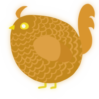 A ochre and orange chicken with a lace pattern