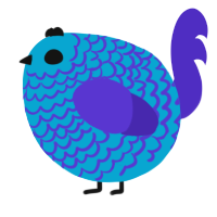 A cerulean and indigo chicken with a lace pattern