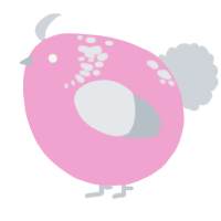 A pink and mist chicken with a neck-speckle pattern