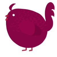 A maroon chicken with a half-lace pattern