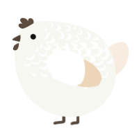 A white and cream chicken with a half-lace pattern