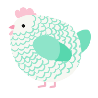 A white and mint chicken with a lace pattern