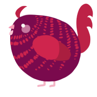 A wine and crimson chicken with a bar pattern