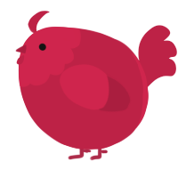 A crimson chicken with a head pattern