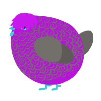 A amethyst and grey chicken with a double-lace pattern