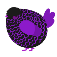 A sable and violet chicken with a lace pattern