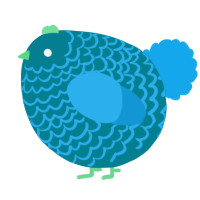 A sea and sky chicken with a lace pattern