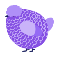 A blurple and lilac chicken with a lace pattern