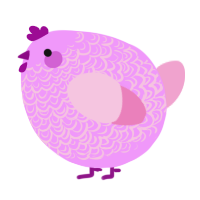 A lavender and pink chicken with a double-lace pattern