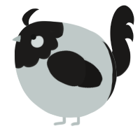 A silver and sable chicken with a head pattern