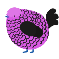 A orchid and sable chicken with a lace pattern