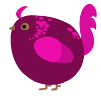A wine and fuchsia chicken with a neck-speckle pattern